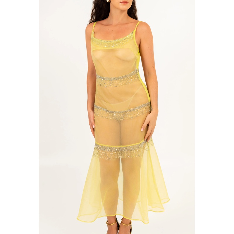 Elara Sheer Dress Yellow