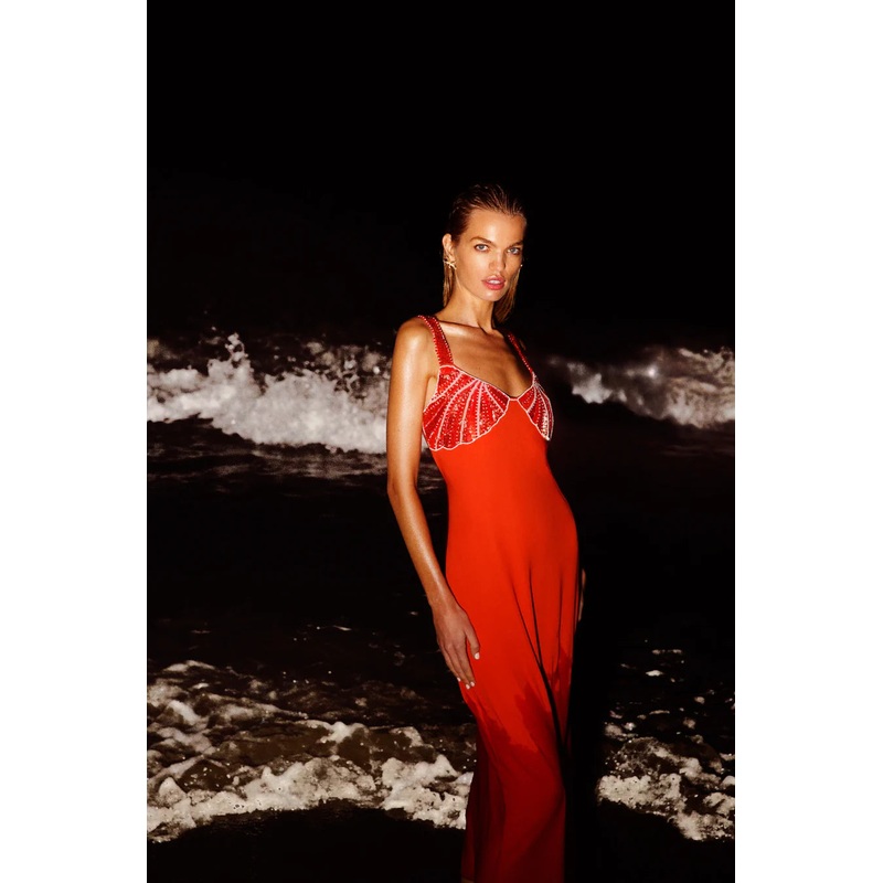 Hera Coral Sea Shell Maxi Dress  Daphne x Oceanus
