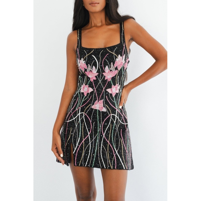 Malibu Floral Dress Black