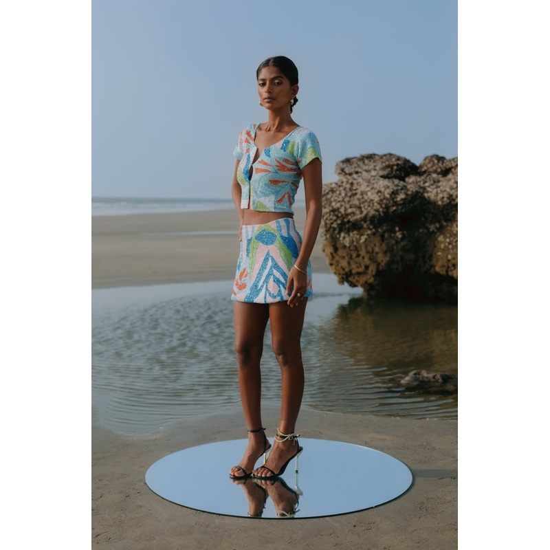 Maya Petal Hand Beaded Skirt Oceanus x By Poppy