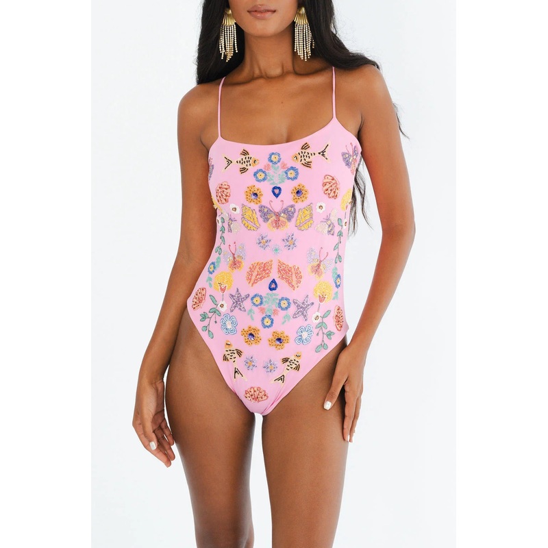 Mirrored Sea One Piece Swimsuit Pink