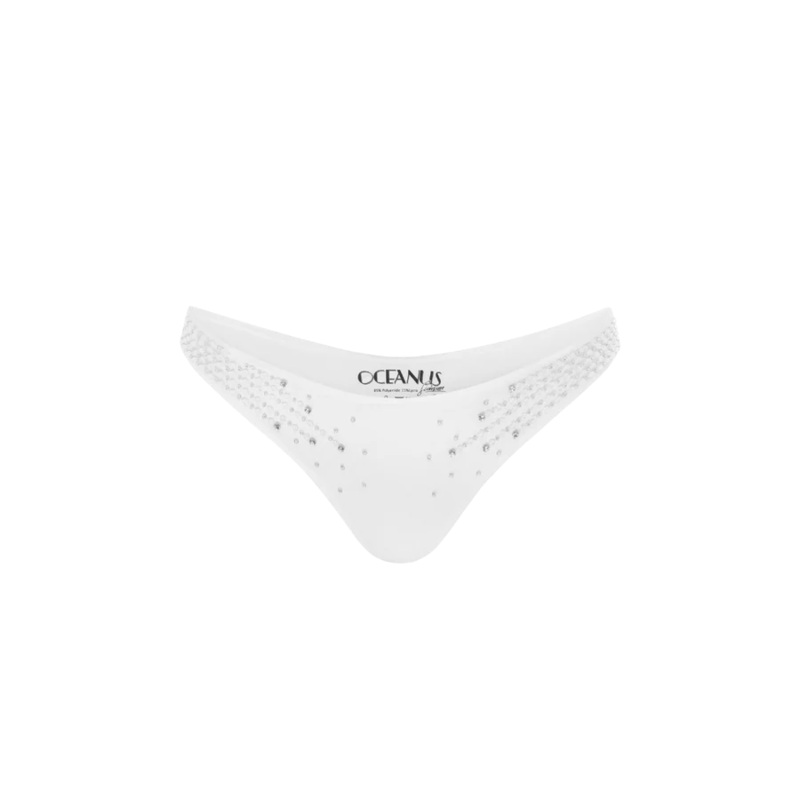 Ophelia Hand Embroidered Summer Bikini Bottoms White