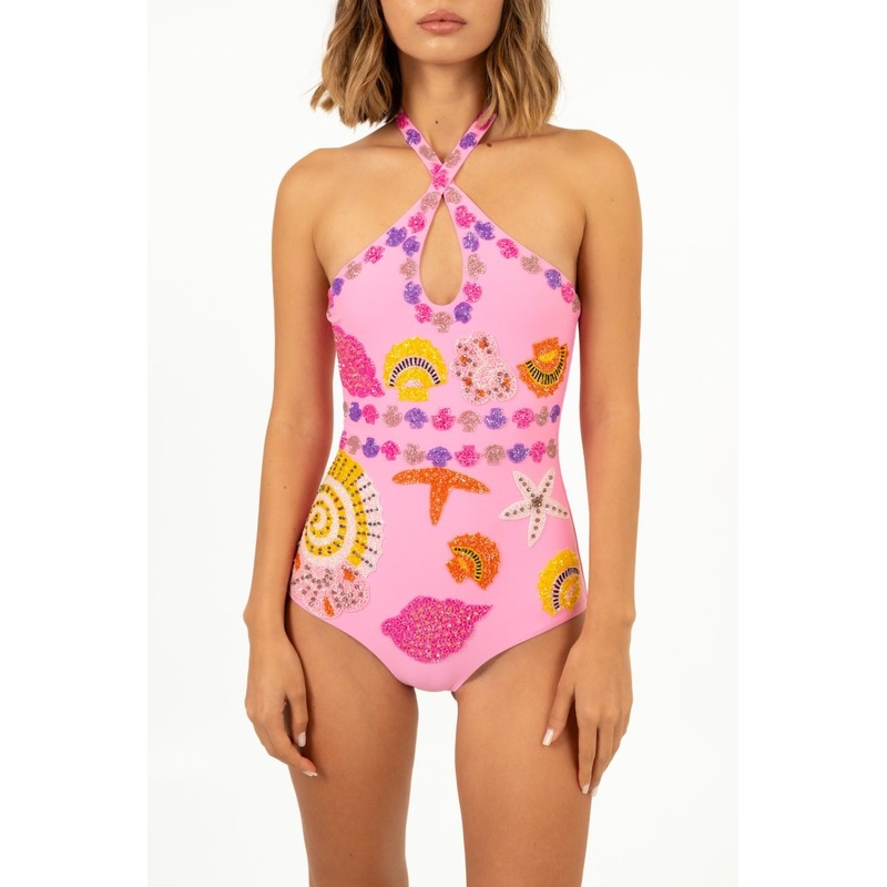 Sirena Cross Over Swimsuit in Pink