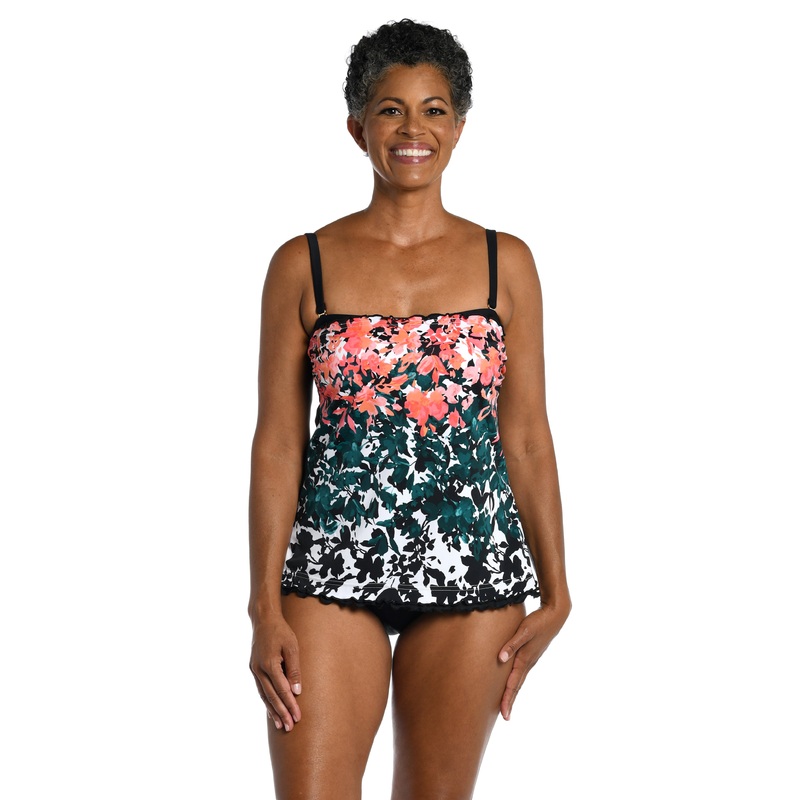 Floating Flowers Ruffle Bandeau Tankini Top - FINAL SALE
