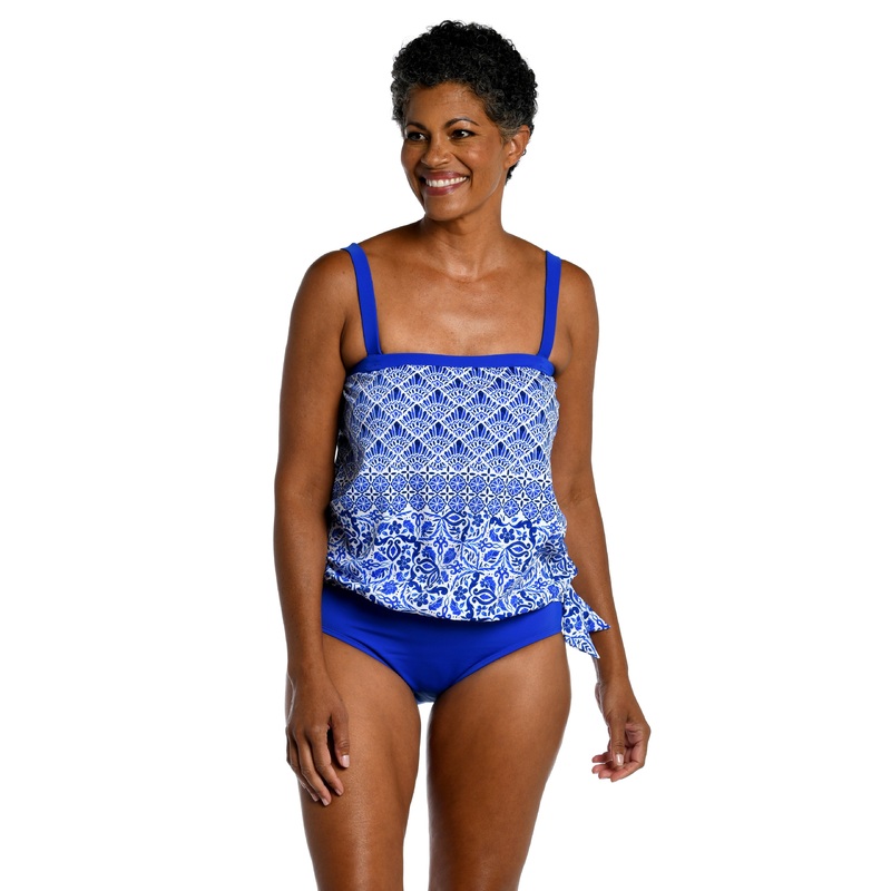 Grecian Tile Bandeau Blouson Tankini Top *FINAL SALE*