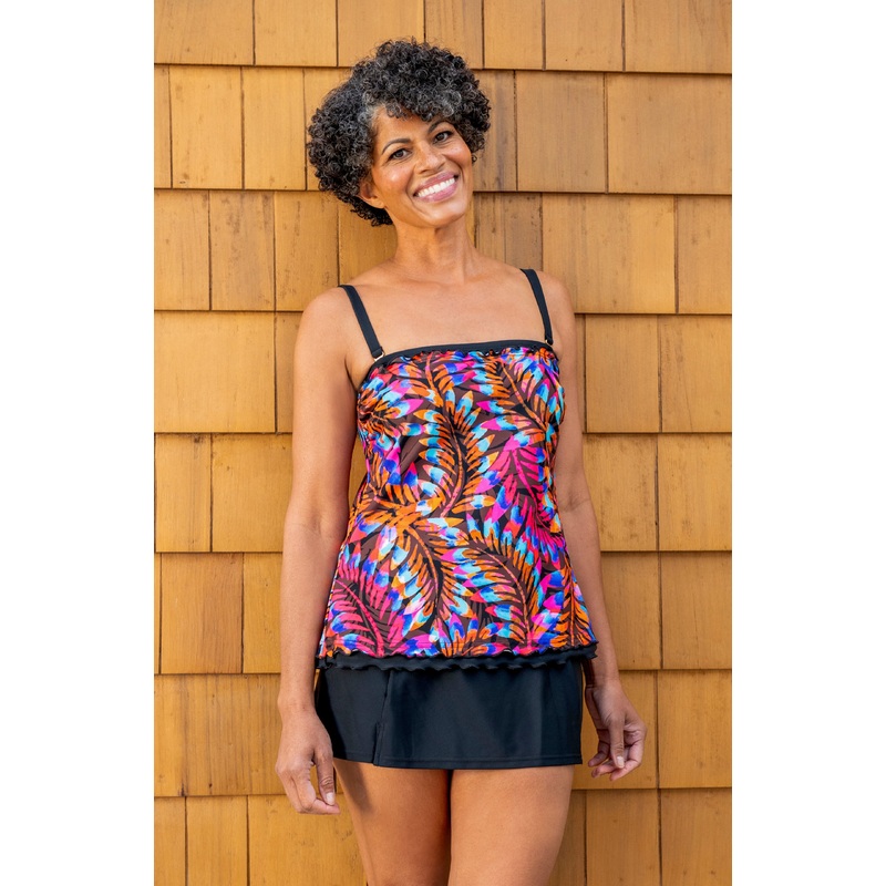 Jungle Palm Ruffle Bandeau Tankini Top *FINAL SALE*
