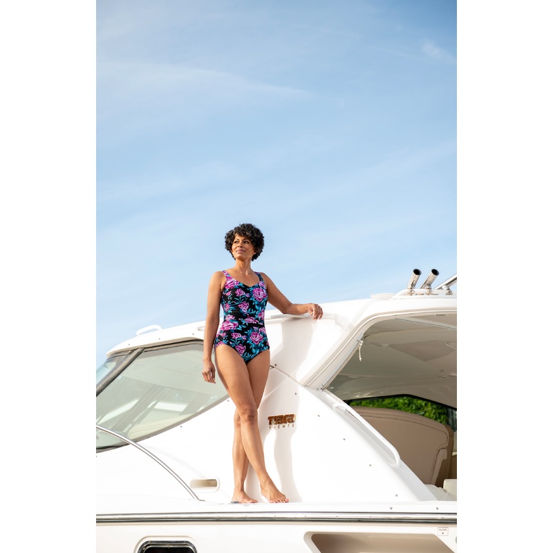 Midnight Orchid Side Shirred One Piece *FINAL SALE*