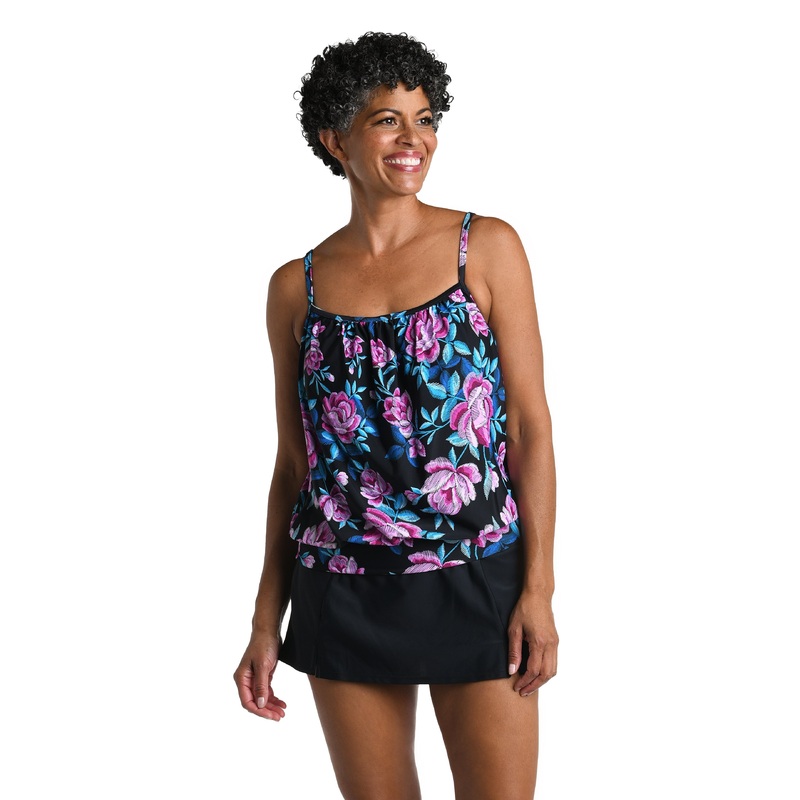 Midnight Orchid Underwire Blouson Tankini Top *FINAL SALE*