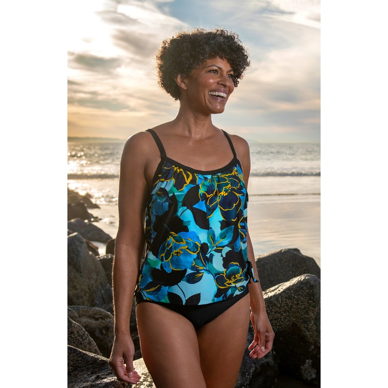 Moonlit Garden Scoop Neck Faux Tankini One Piece *FINAL SALE*