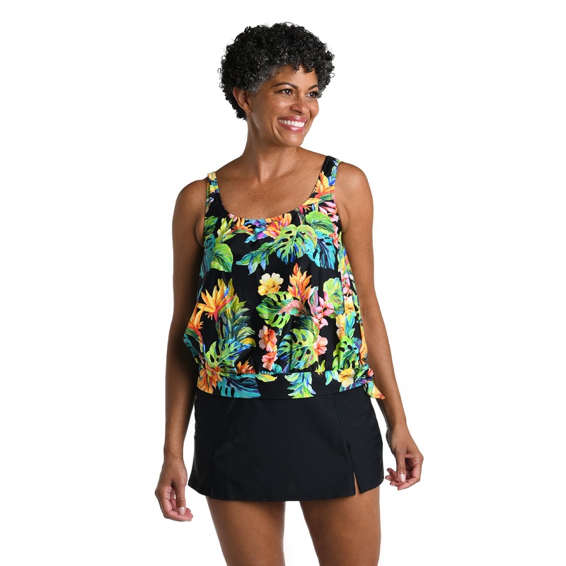 Oahu Oasis Banded Scoop Blouson Tankini Top *FINAL SALE*