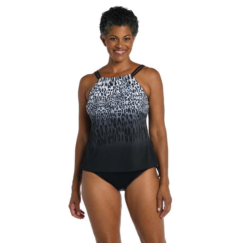 Ombre Animal High Neck Underwire Tankini Top - FINAL SALE