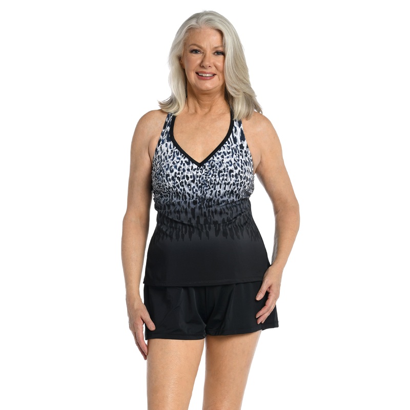 Ombre Animal V-Neck Racer Back Tankini Top *FINAL SALE*