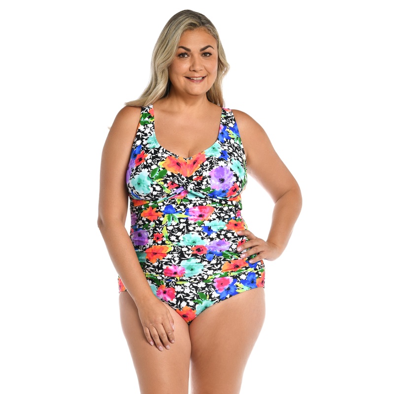Pop Petals Twist Front One Piece (Plus Size) - FINAL SALE