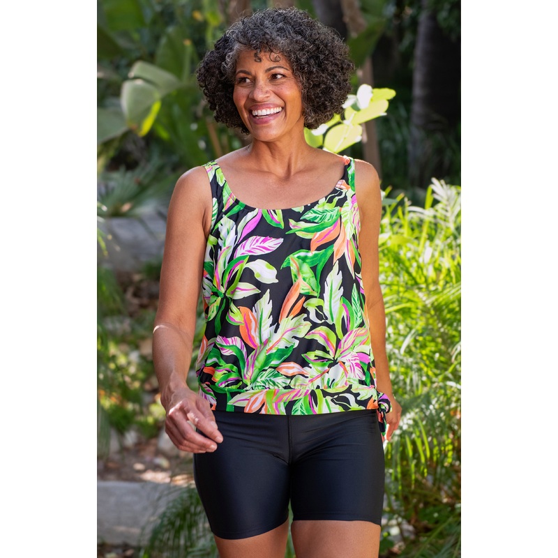 Rainforest Rainbow Banded Scoop Blouson Tankini Top