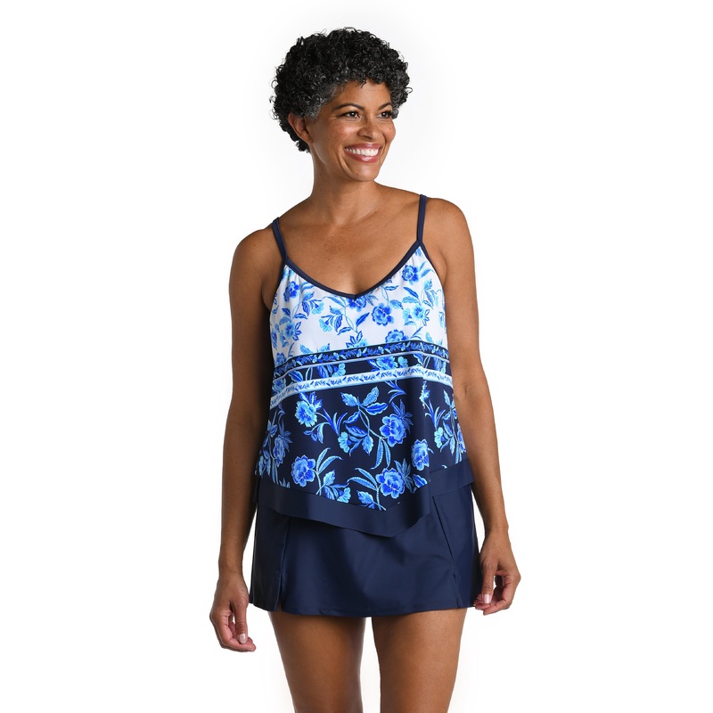 Shibori Vines Flutter Hem Tankini Top *FINAL SALE*