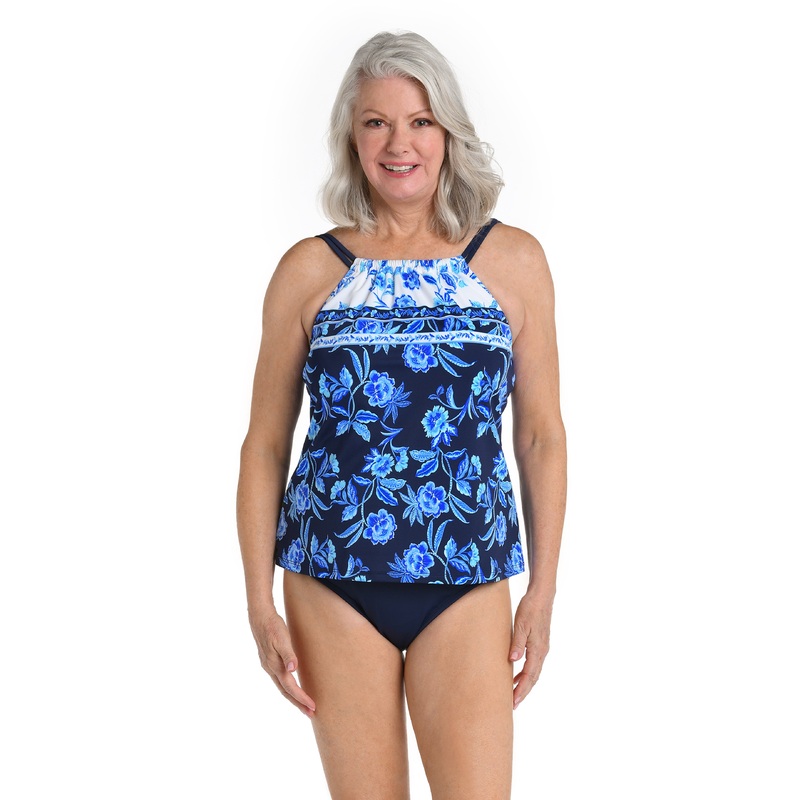 Shibori Vines High Neck Underwire Tankini Top *FINAL SALE*