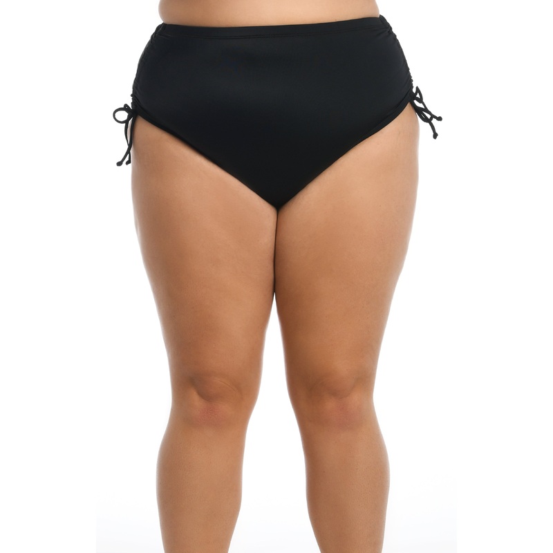 Solid Side Tie Full Pant Bottom (Plus Size)