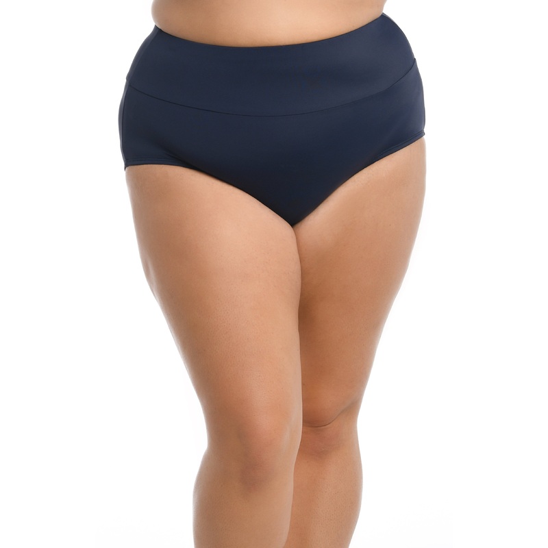 Solid Wide Band Full Pant Bikini Bottom (Plus Size)