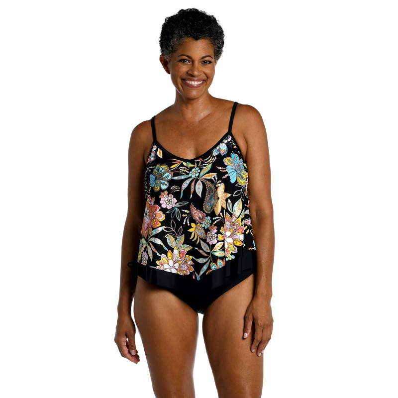 Tulum Tiki Floral Flutter Hem Tankini Top *FINAL SALE*