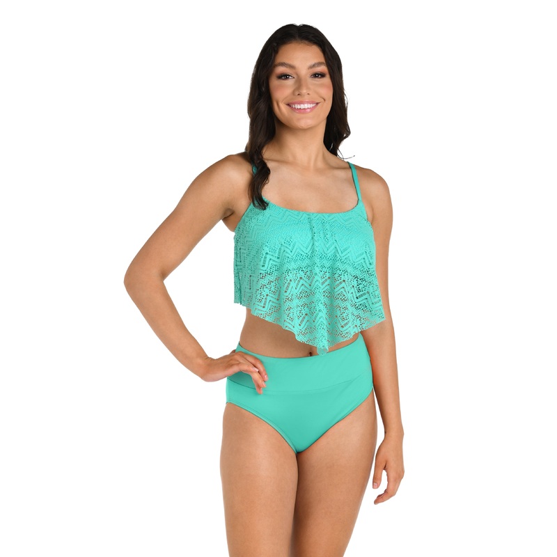 24th & Ocean Cecily Crochet Handkerchief Flounce Midkini Top