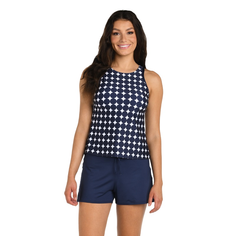 24th & Ocean Mod Illusions High Neck Over The Shoulder Tankini Top