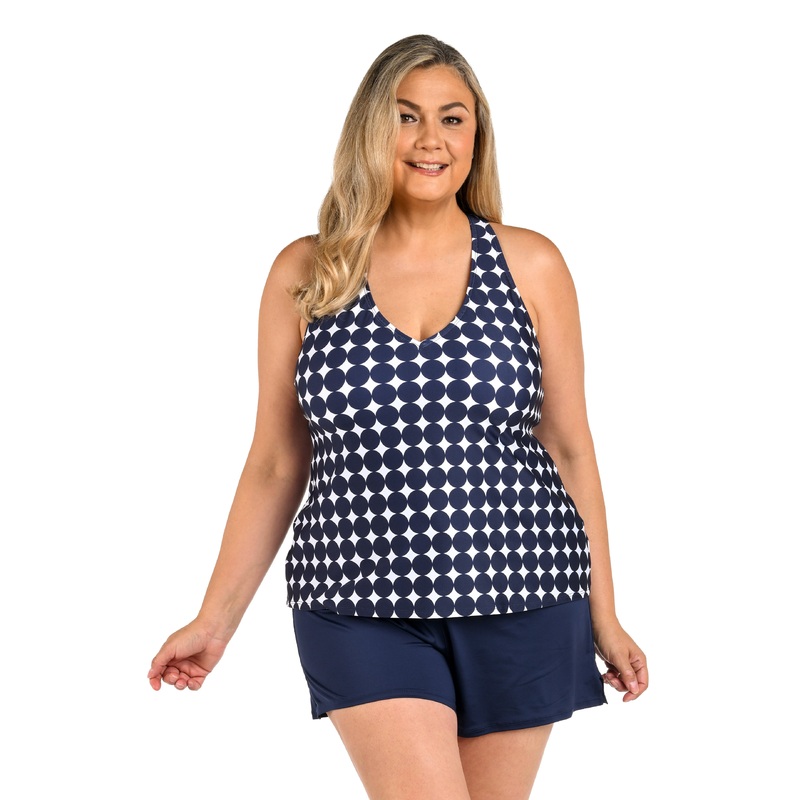 24th & Ocean Mod Illusions Underwire Crossback Tankini Top (Plus Size)