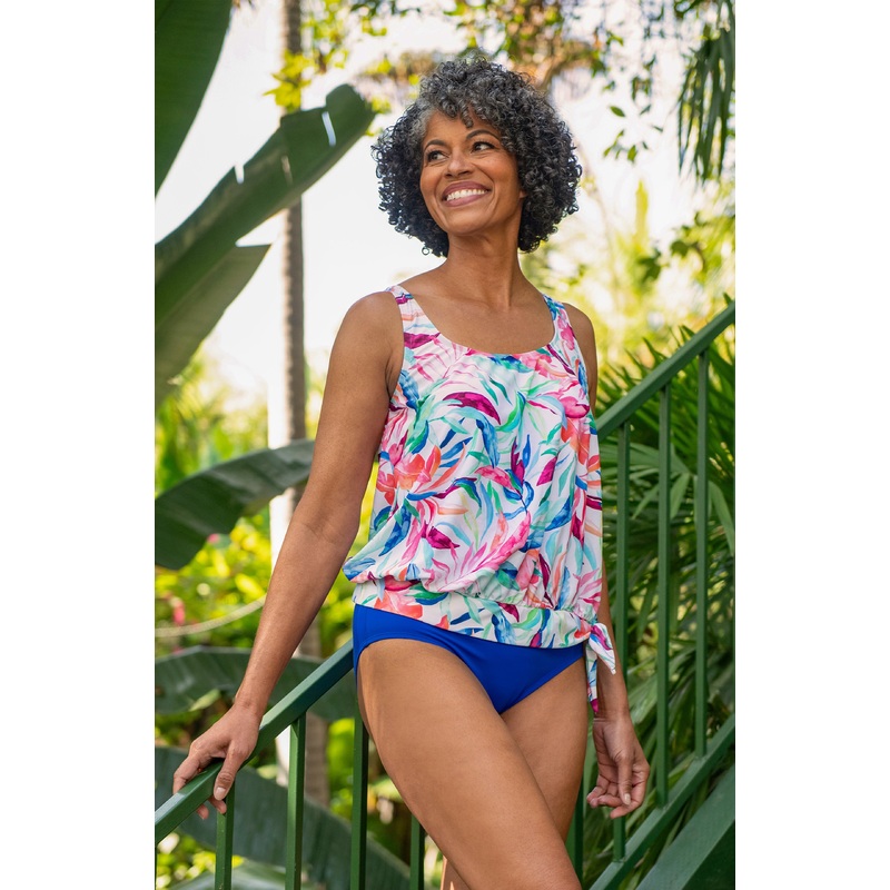Dominica Breeze Banded Scoop Blouson Tankini Top