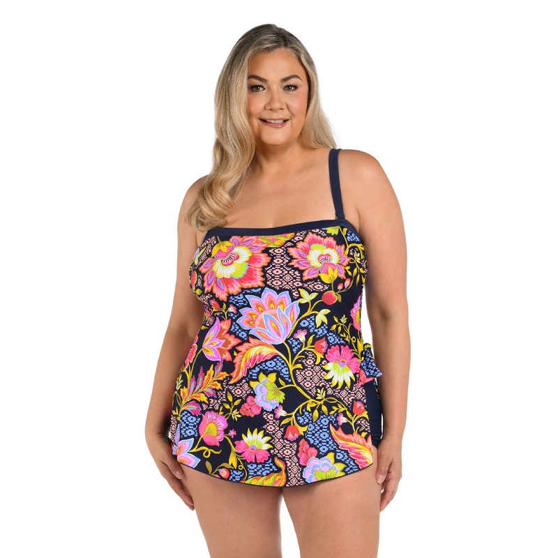 Ornamental Garden Bandeau Sarong One Piece (Plus Size)