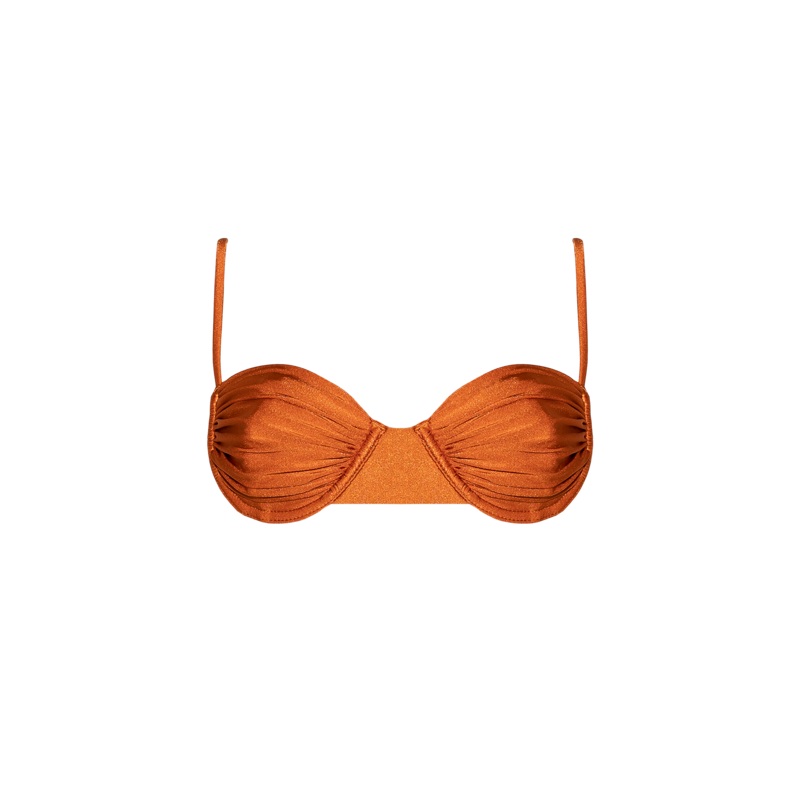 Second Skin | Shimmer ~ Underwired Ruched Bikini Top - Peruvian Amber