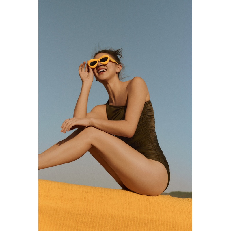 Christina x HI | One-Shoulder Twist One-Piece Swimsuit ~ Emerald Green