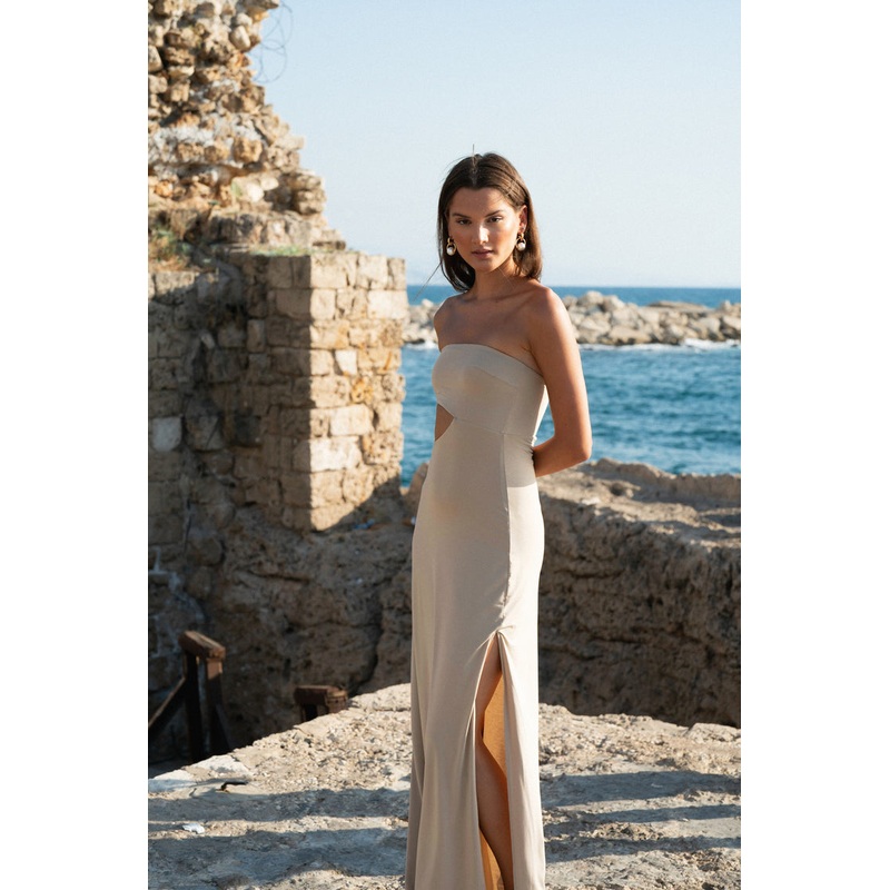 Kimberley x HI | Strapless Cut-off Maxi Dress ~ Tiki Mud