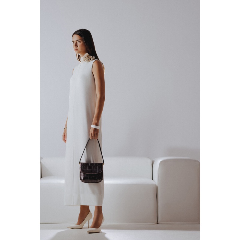 Ribbed Realness - Timeless Maxi Dress with Padded Design - Galactic White