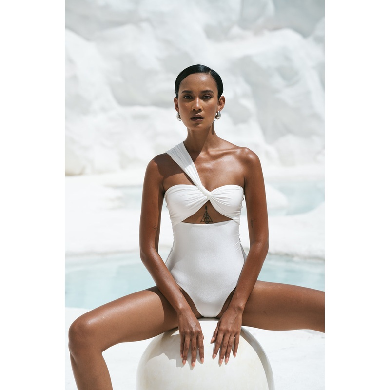 Second Skin Shimmer | One Shoulder One-piece ~ Galactic White