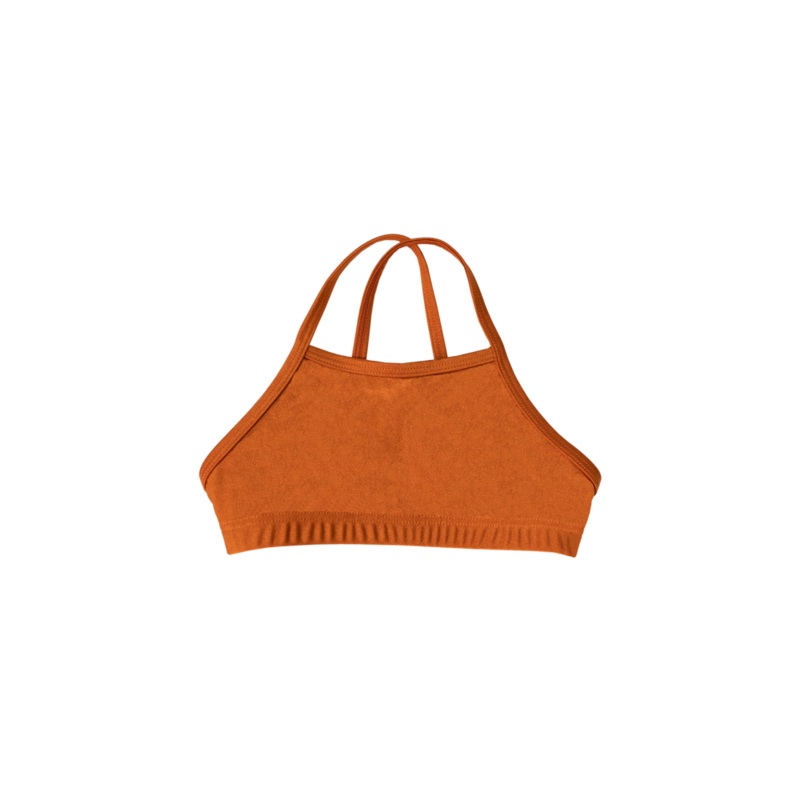 Second Skin | Shimmer ~ Ruffle-Trimmed Swimsuit Top (Kids) - Peruvian Amber