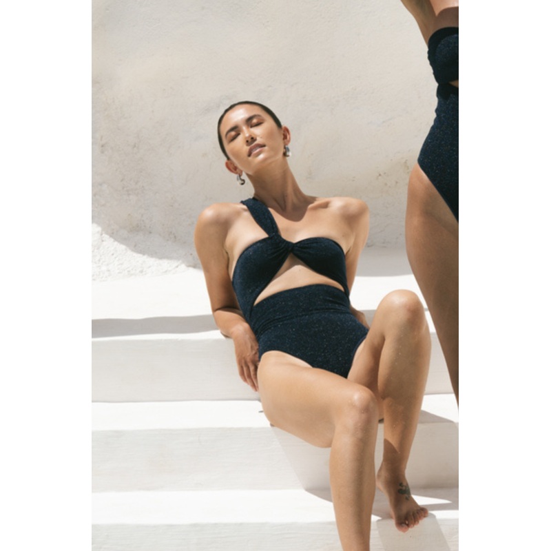 Stardust ~ One Shoulder One-piece - Navy