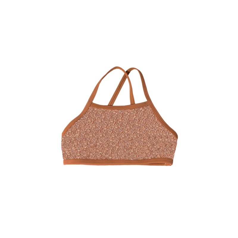 Stardust~ Ruffle-Trimmed Swimsuit Top (Kids) - Light Copper