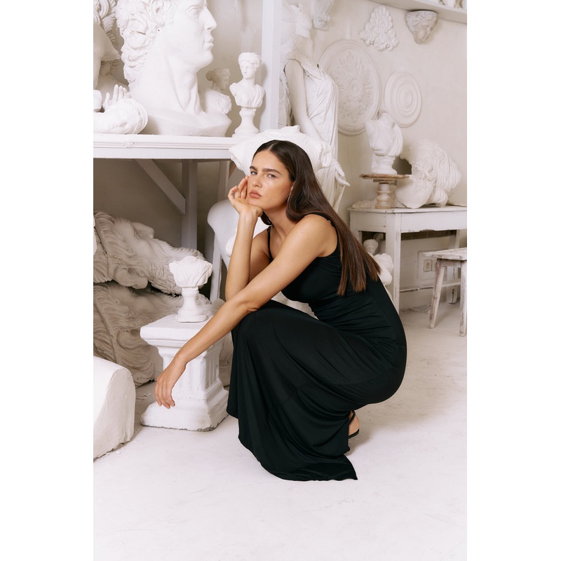 The Eco Edit | Backless Slit Dress ~ Onyx Black