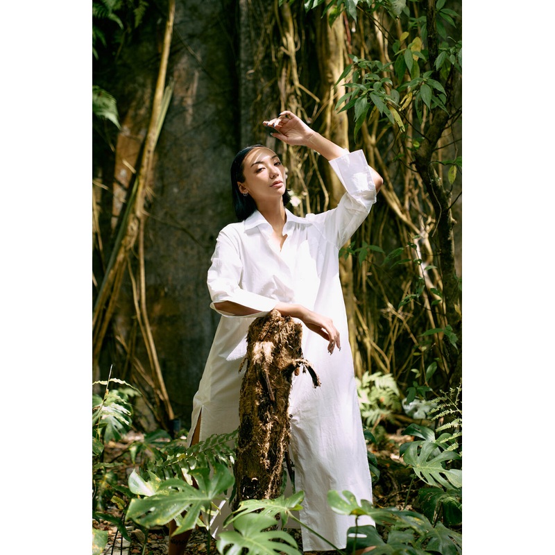 The Eco Edit ~ Relaxed Fit Boyfriend Shirt Dress - Galactic White