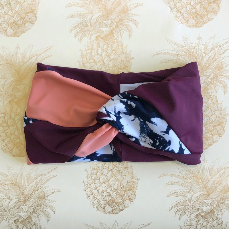 Twisted headband - color block Pink/Burgundy/Tie dye