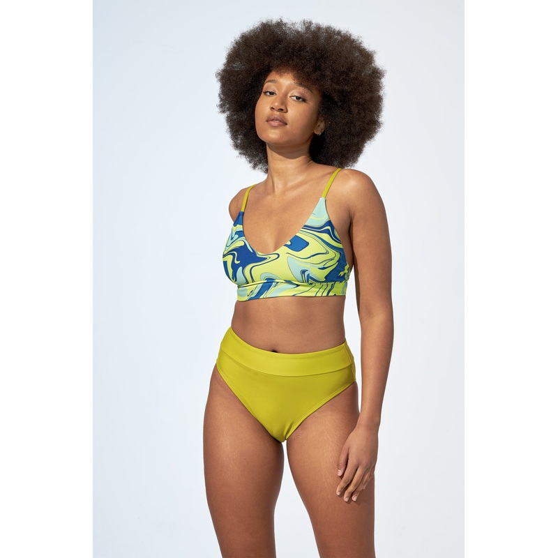 ANALIE  High waist bikini bottom in Lime green