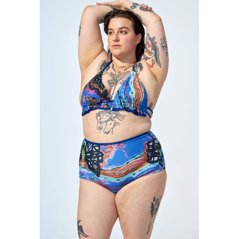 FLORA  High waist bikini bottom in Oscar print