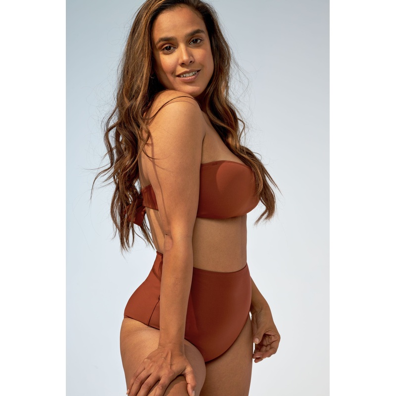 FLORENCE  High waist bikini bottom in Chocolate brown