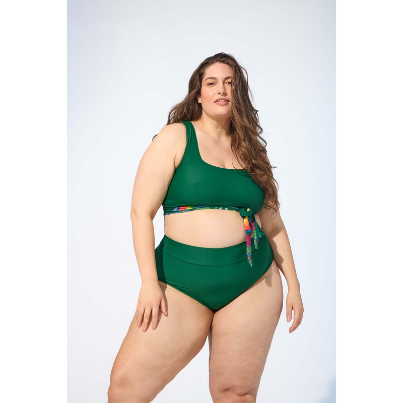 GENEVIEVE - Bikini top in Forest green and Essence print