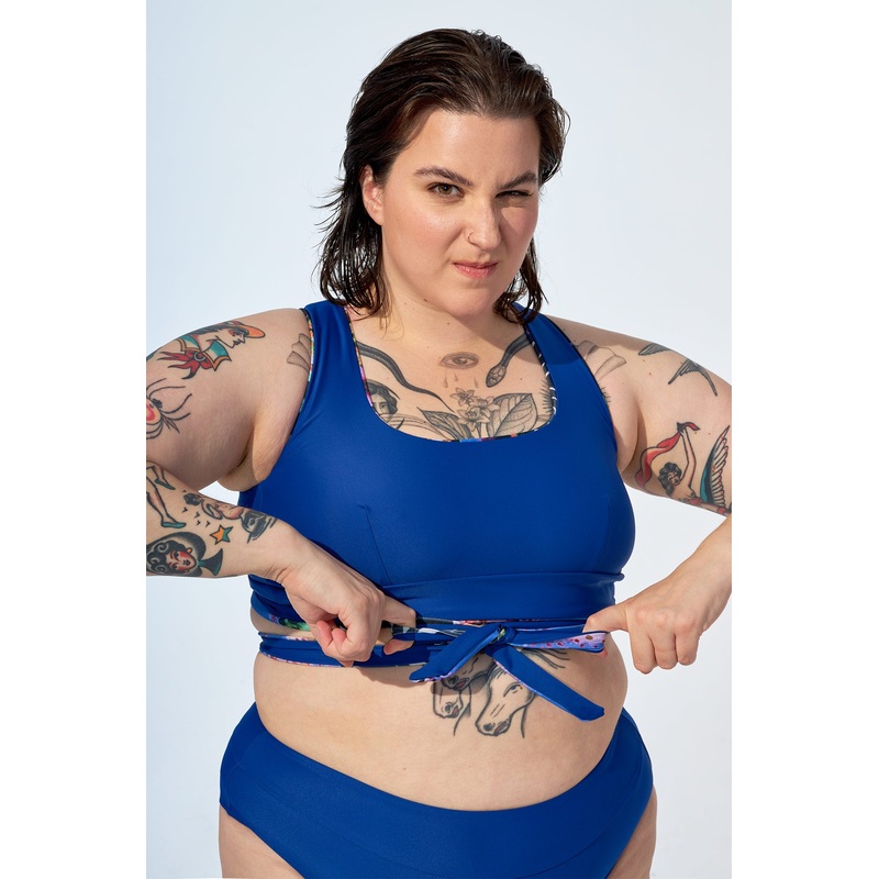 GENEVIEVE - Bikini top in Print oscar and Navy blue