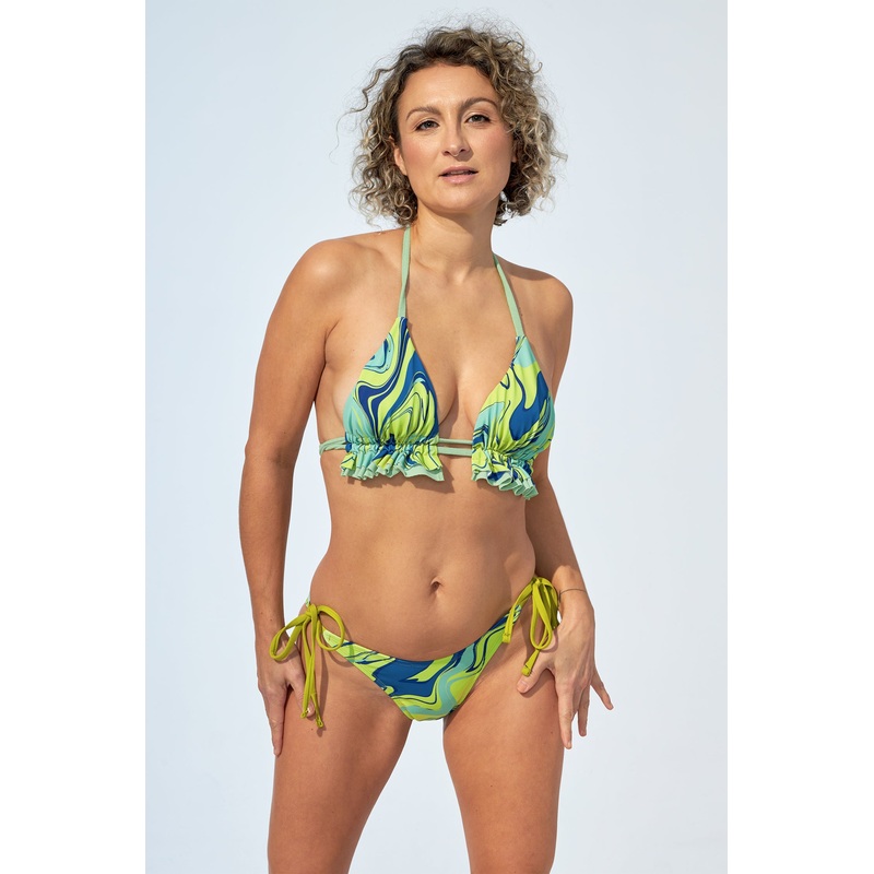 LEAH  Bikini bottom in Green marble swirls print