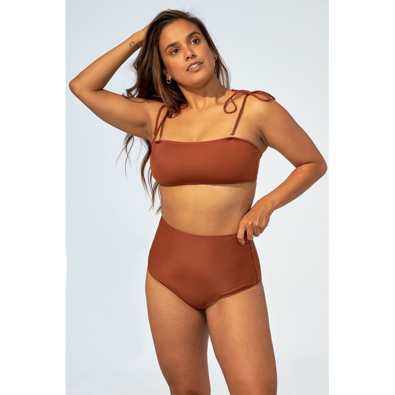 MANILLA - Strapless bikini top in Chocolate brown