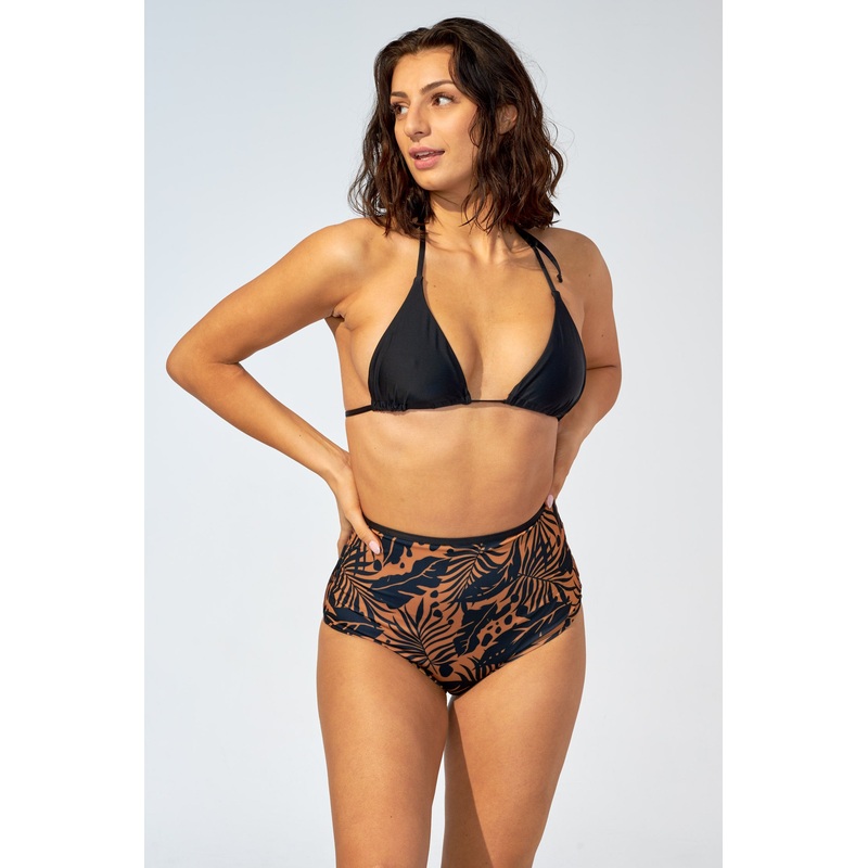 RACHEL REVERSIBLE  Bikini top in Black and sandy breeze print