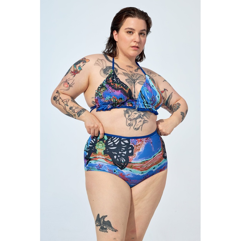 ROXY REVERSIBLE  Bikini top in Navy blue and Oscar print
