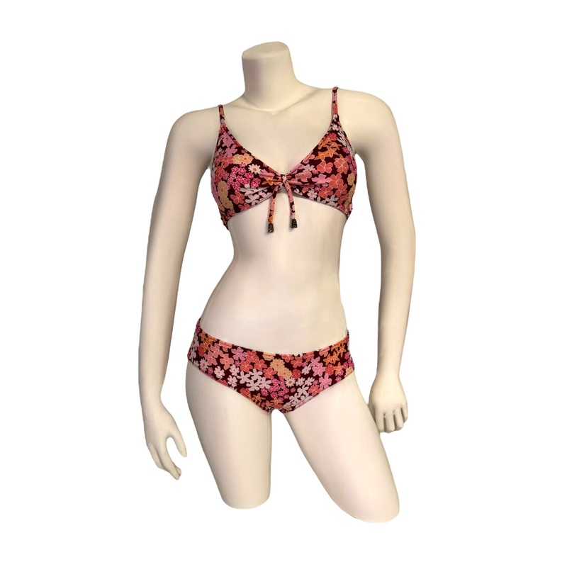 Floral criss cross adjustable tank top and low rider bottom