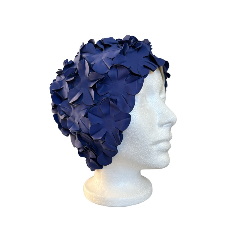 Indigo floral swim cap
